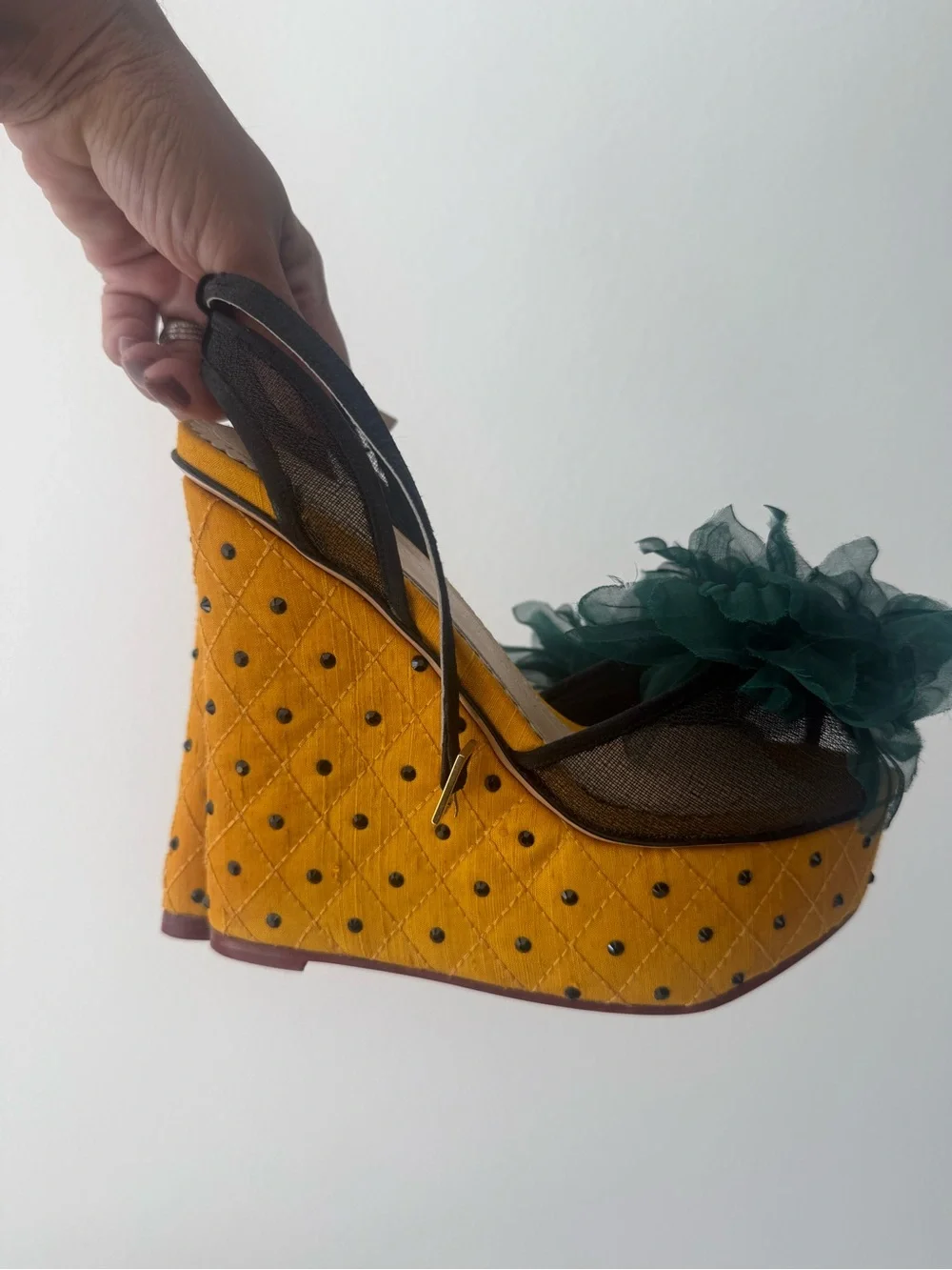 Charlotte Olympia Yellow Quilted Platform Shoes. S34!